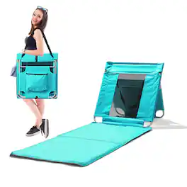 Winado - Foldable Tanning Beach Lounger, Beach Mat Lounge Chair with Breathable Mesh Back, Cooler Pocket for Relaxing Outdoor - Mint Green