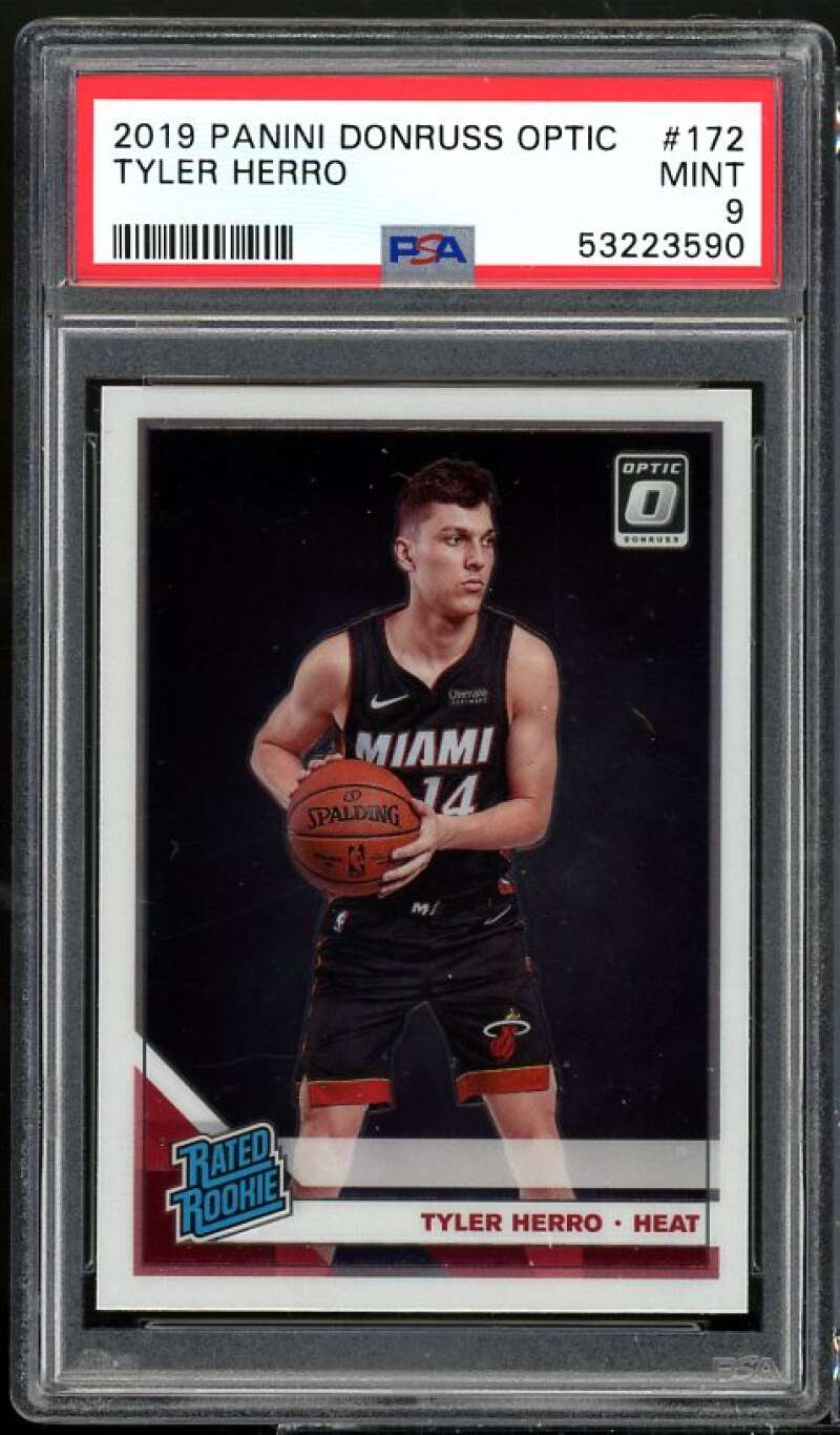 Tyler Herro Rookie Card 2019-20 Panini Donruss Optic #172 PSA 9