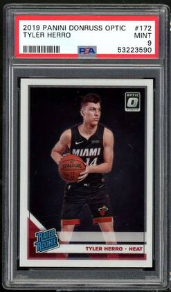 Tyler Herro Rookie Card 2019-20 Panini Donruss Optic #172 PSA 9