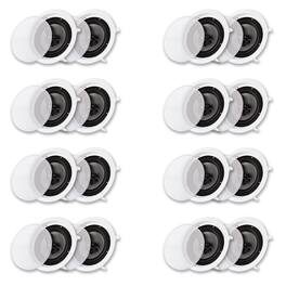 Acoustic Audio by Goldwood - CS-IC83 in Ceiling Wall 8" Speaker 8 Pair Pack 3 Way Home Theater Flush Mount - Paintable White