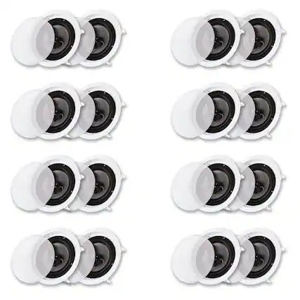 Front. Acoustic Audio by Goldwood - CS-IC83 in Ceiling Wall 8" Speaker 8 Pair Pack 3 Way Home Theater Flush Mount - Paintable White.