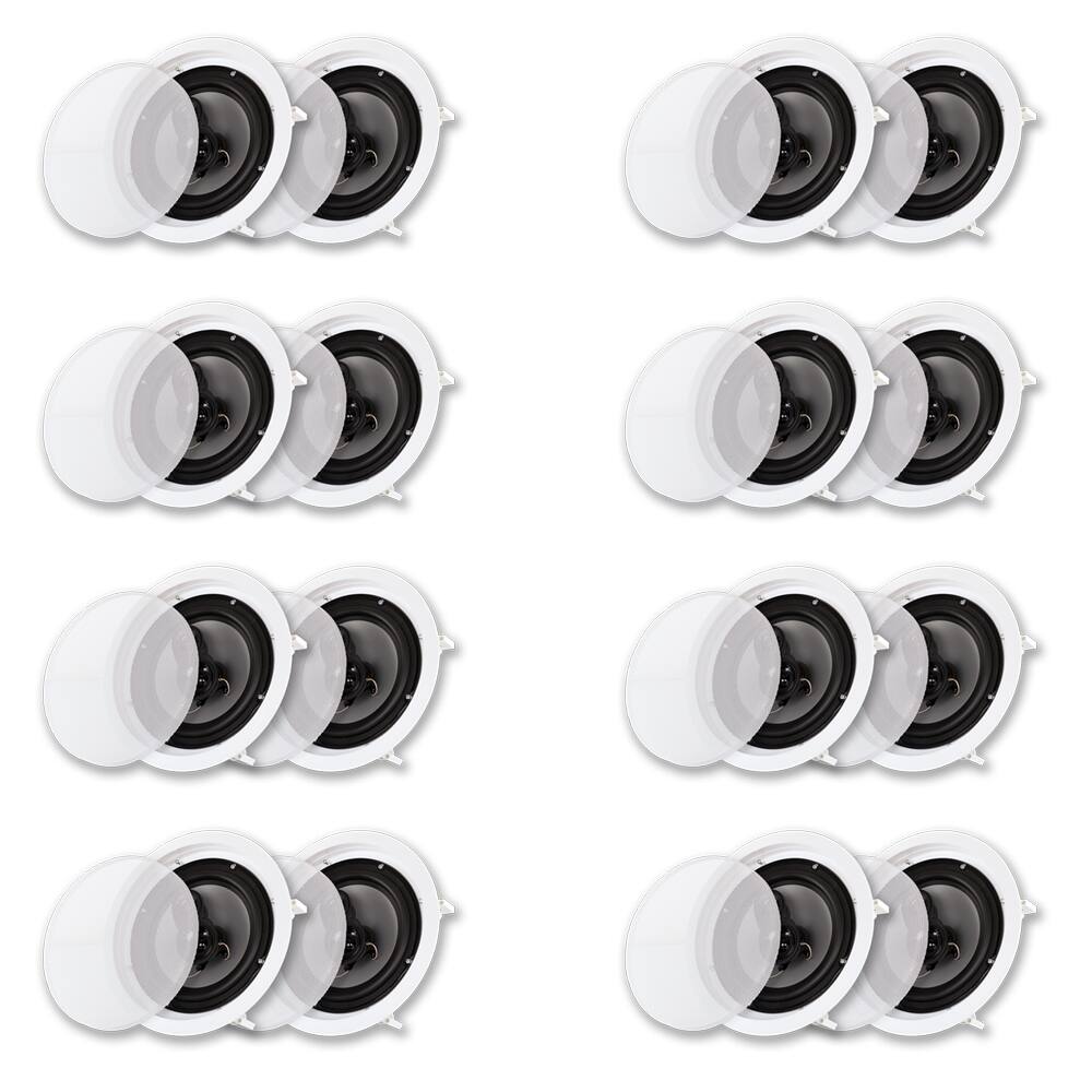 Front. Acoustic Audio by Goldwood - CS-IC83 in Ceiling Wall 8" Speaker 8 Pair Pack 3 Way Home Theater Flush Mount - Paintable White.