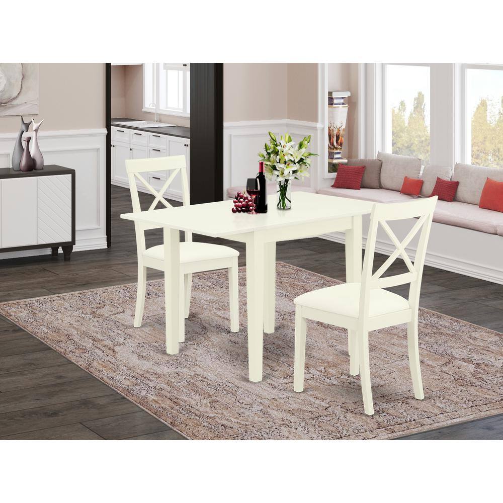 Angle. East West Furniture - Dining Room Set Linen White - Brown.