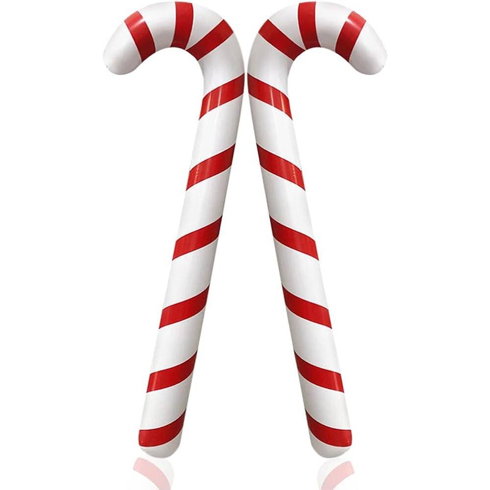 Front. PARKER SLATER - 2-Pack Inflatable Candy Canes – Large Outdoor Christmas Decorations - Red,white.