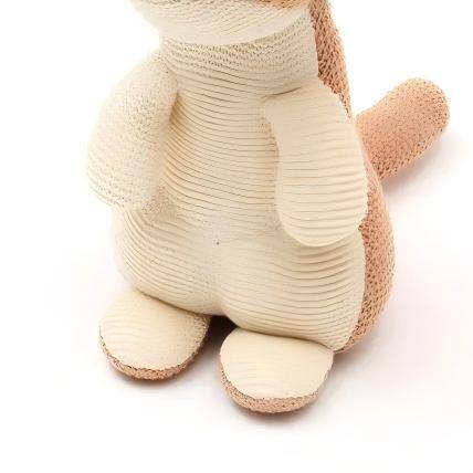 Left. Siljoy - Handmade Cotton Knitted Puppy Plush Toy, Peach Color, Hypoallergenic, Machine Washable, Safe for Kids - Off White.