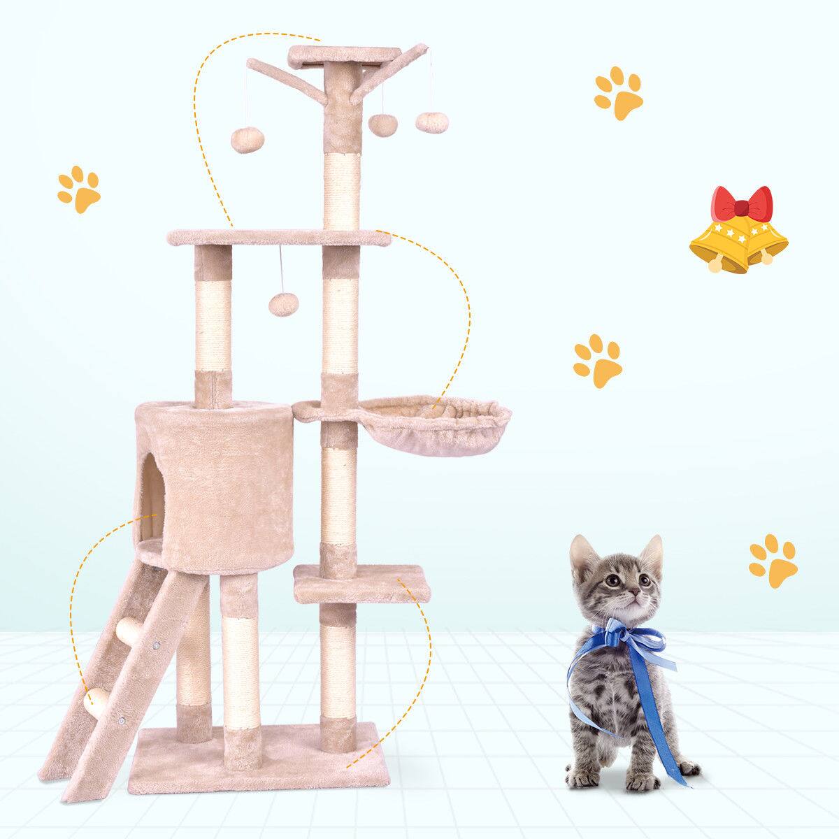 Alt View 3. Gymax - Gymax 56'' Cat Tree Kitten Pet Play House Furniture Condo Scratching Posts Ladder Beige.