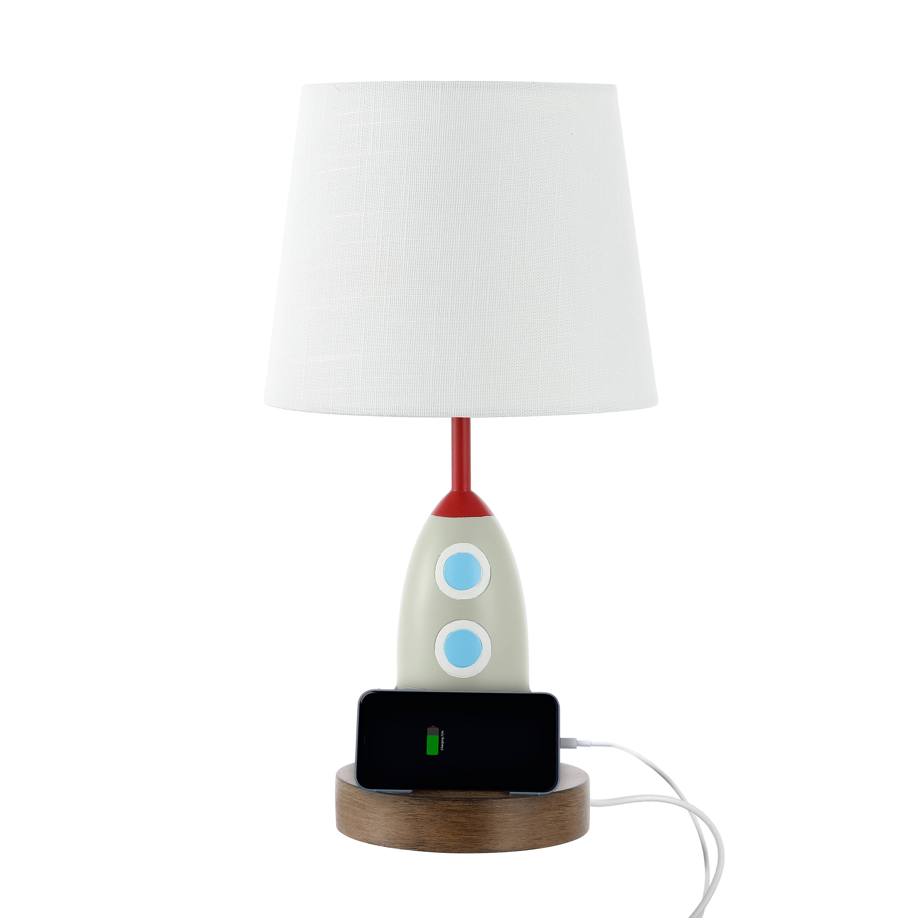 Alt View 6. Jonathan Y - Houston 17.5" Coastal Style Iron/Resin Rocket LED Kids' Table Lamp with Phone Stand and USB Charging Port, Multi-Color.