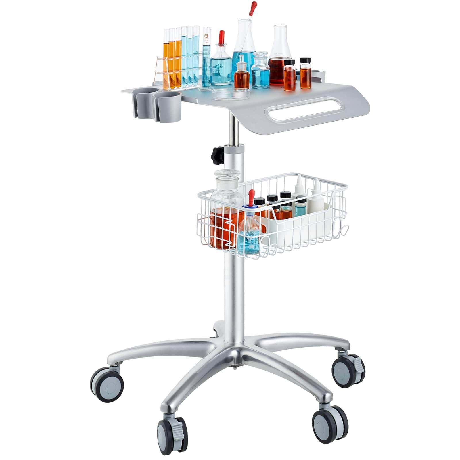"VEVOR - Medical Cart, Salon Cart with Wheels, Mobile Trolley Cart 26.77""-42.91"" Height Adjustable, Metal Salon Stations - Silver" price history on PriceWatchPro