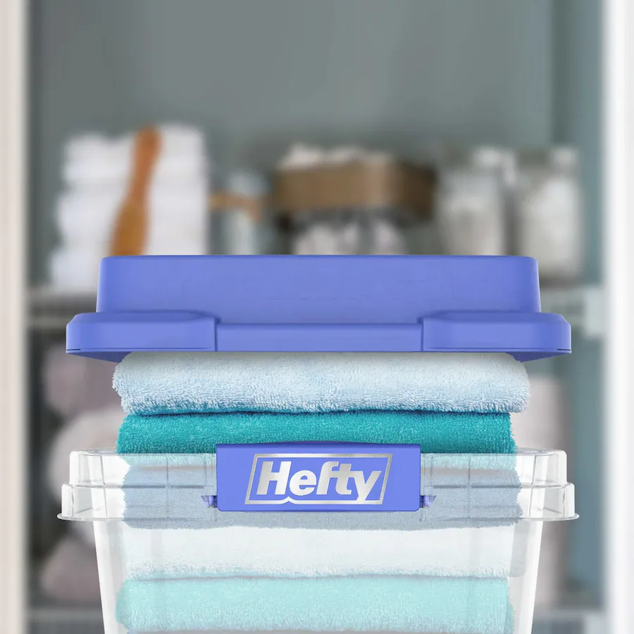 Hefty 6 Pack 32 Quart Hi Rise Stackable Plastic Storage Bin with Lid ...