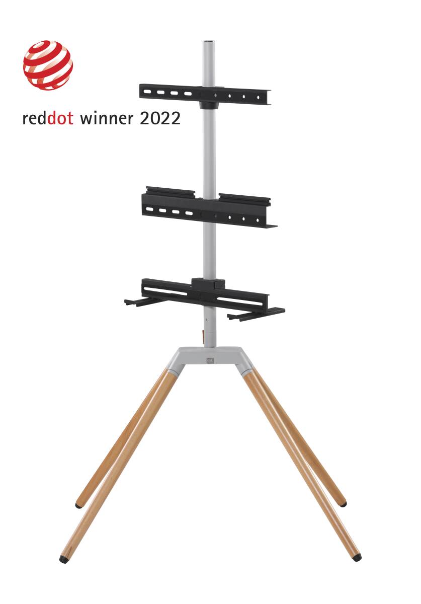 Front. One for All - Quadpod TV Stand For Most 32" - 70" TVs - Silver Grey Oak.