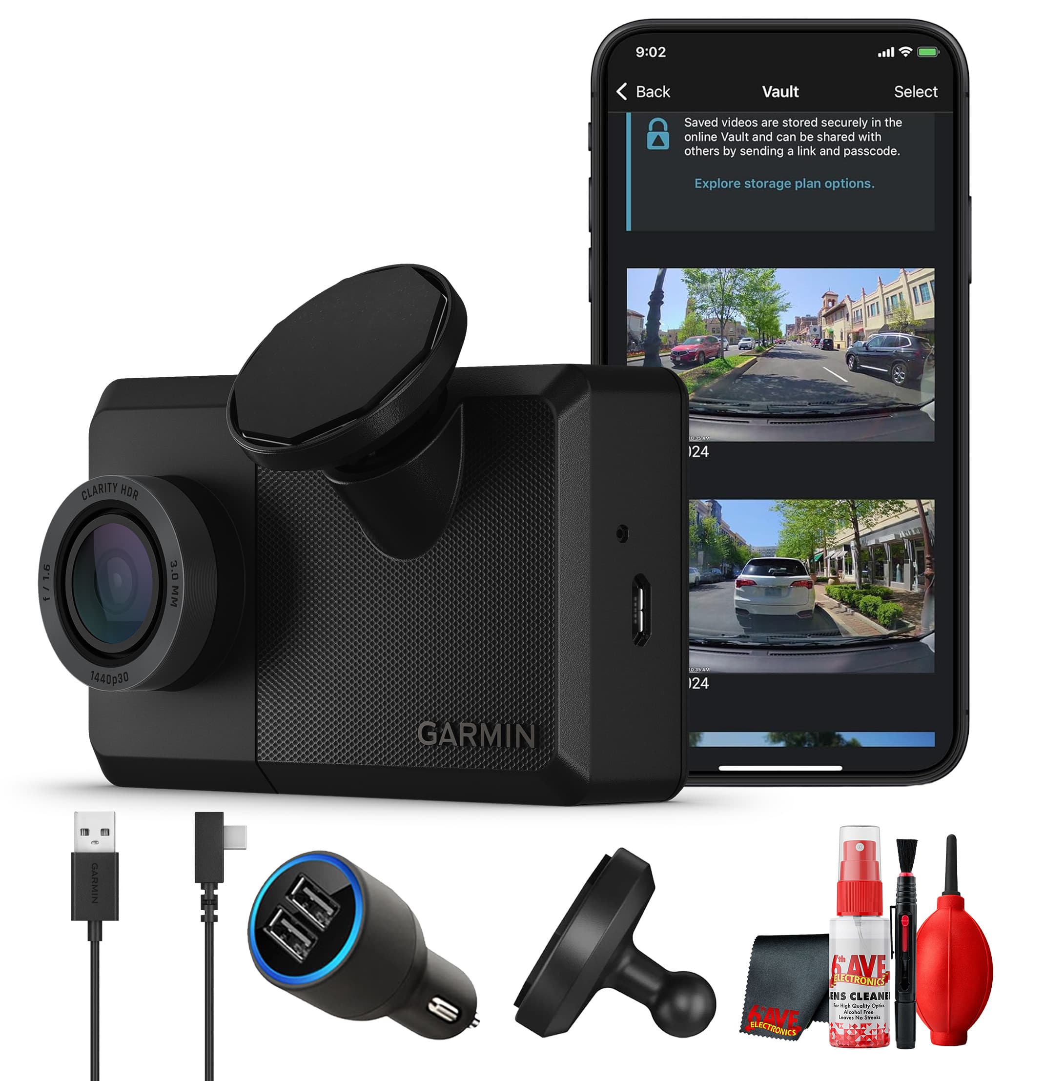 Garmin - Dash Cam Live LTE 1440p Dash Camera Bundle