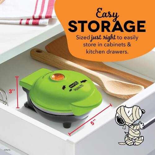 Easy STORAGE  
Sized just right to easily store in cabinets & kitchen drawers.  

3"  
D DASH PEANUTS  
5" CPNTS