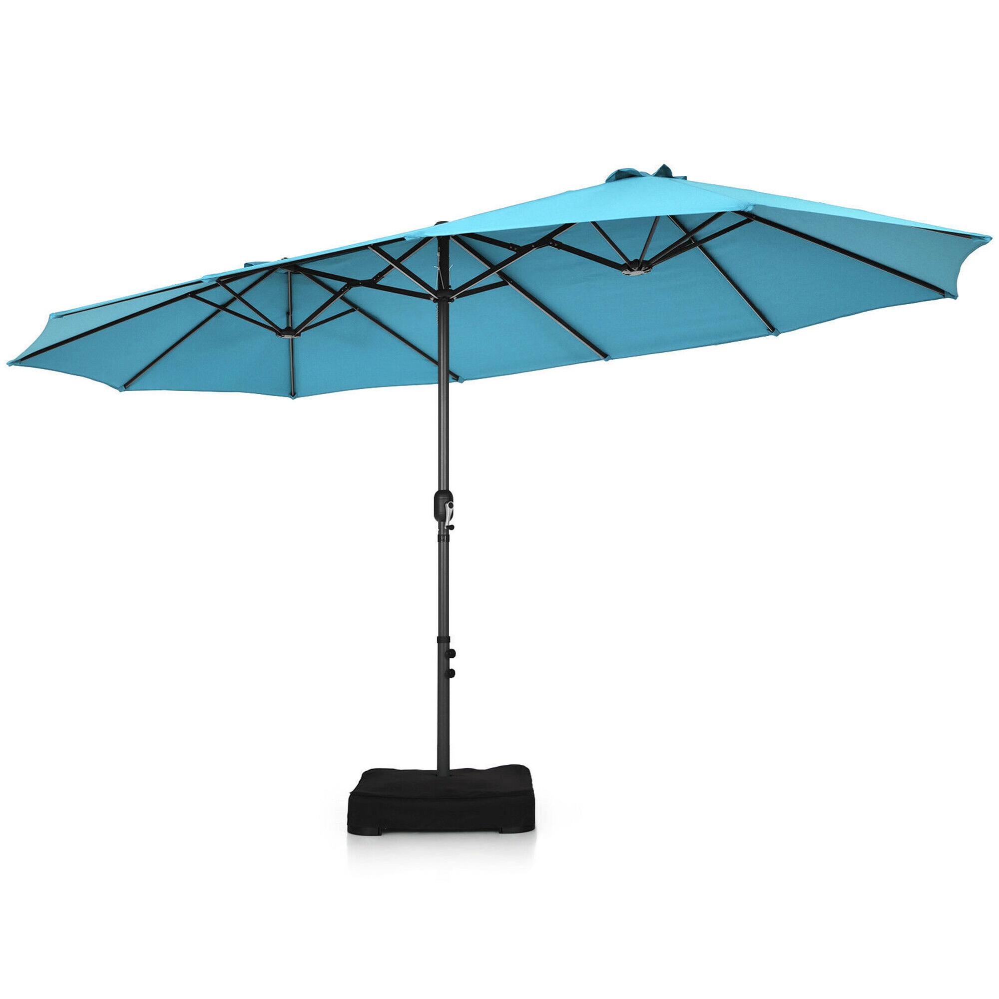 Alt View 1. Gymax - Gymax 15 ft Double-Sided Patio Umbrella Market Twin Umbrella w/ Enhanced Base Turquoise - Turquoise.