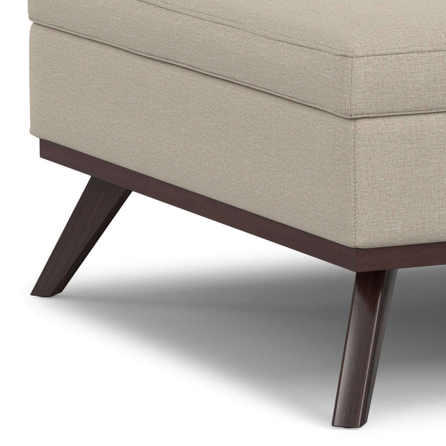 Alt View 5. Simpli Home - Owen 40 inch Wide XL Square Coffee Table Storage Ottoman in Natural Polyester Fabric - Natural.