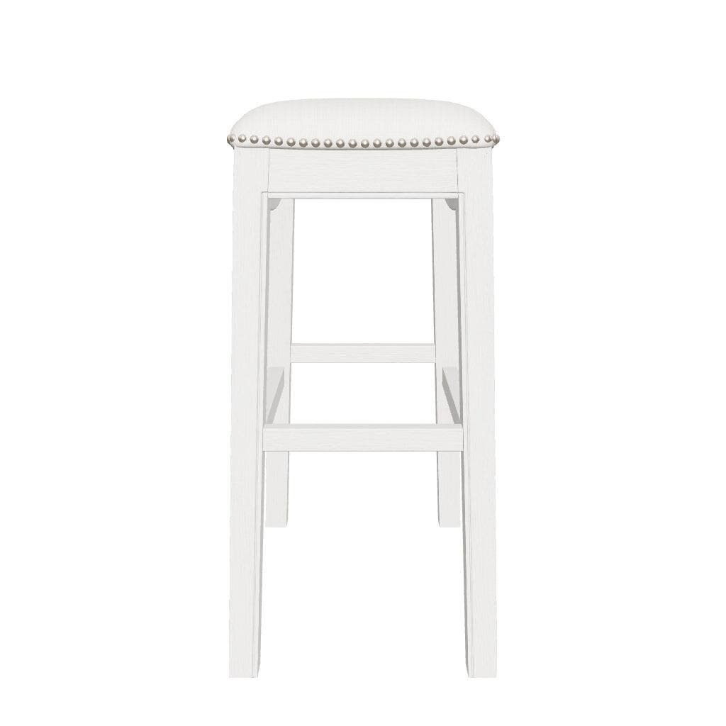 Alt View 9. Maven Lane - 31" Adrien Saddle Bar Stool In White Oak Finish With Fabric Upholstery - White Oak.