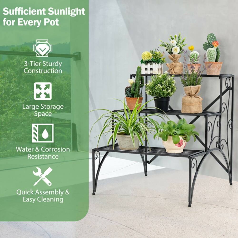 Sufficient Sunlight for Every Pot  
3-Tier Sturdy Construction  
Large Storage Space  
Water & Corrosion Resistance  
Quick Assembly & Easy Cleaning