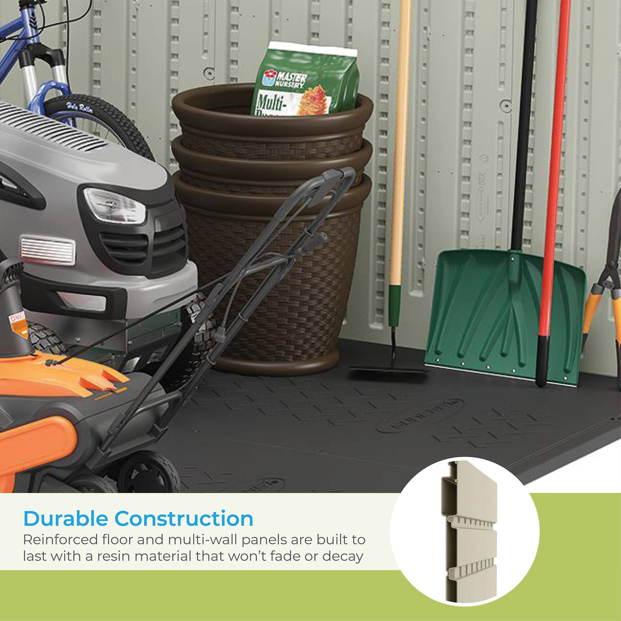 2de Balla W MASTER NURSERY Multi- Durable Construction Reinforced floor and multi-wall panels are built to last with a resin material that won't fade or decay