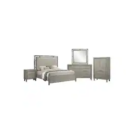 New Classic Furniture - Lennox 5Pc Wood Bedroom Set w Chest - Gray