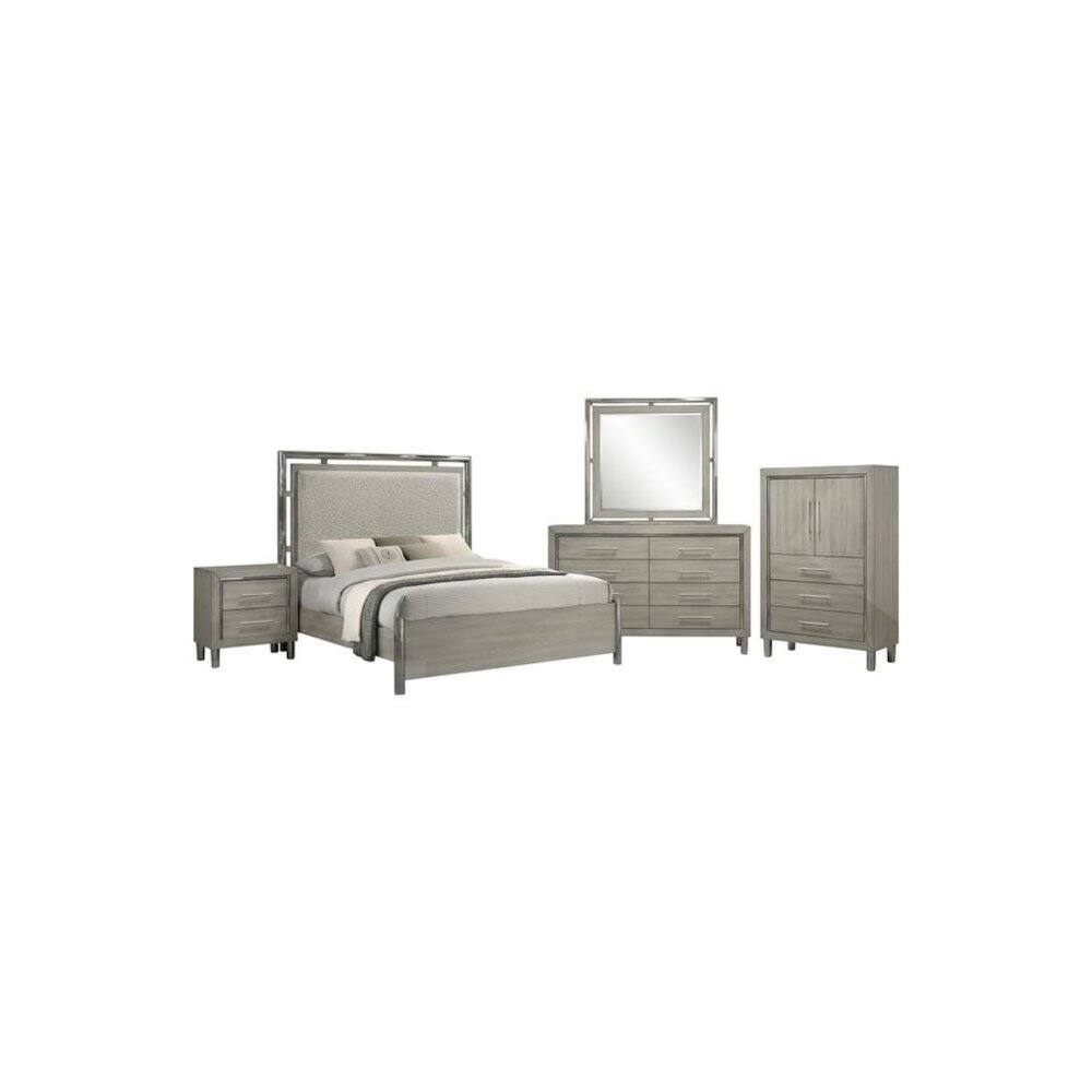 Front. New Classic Furniture - Lennox 5Pc Wood Bedroom Set w Chest in Gray - Gray.