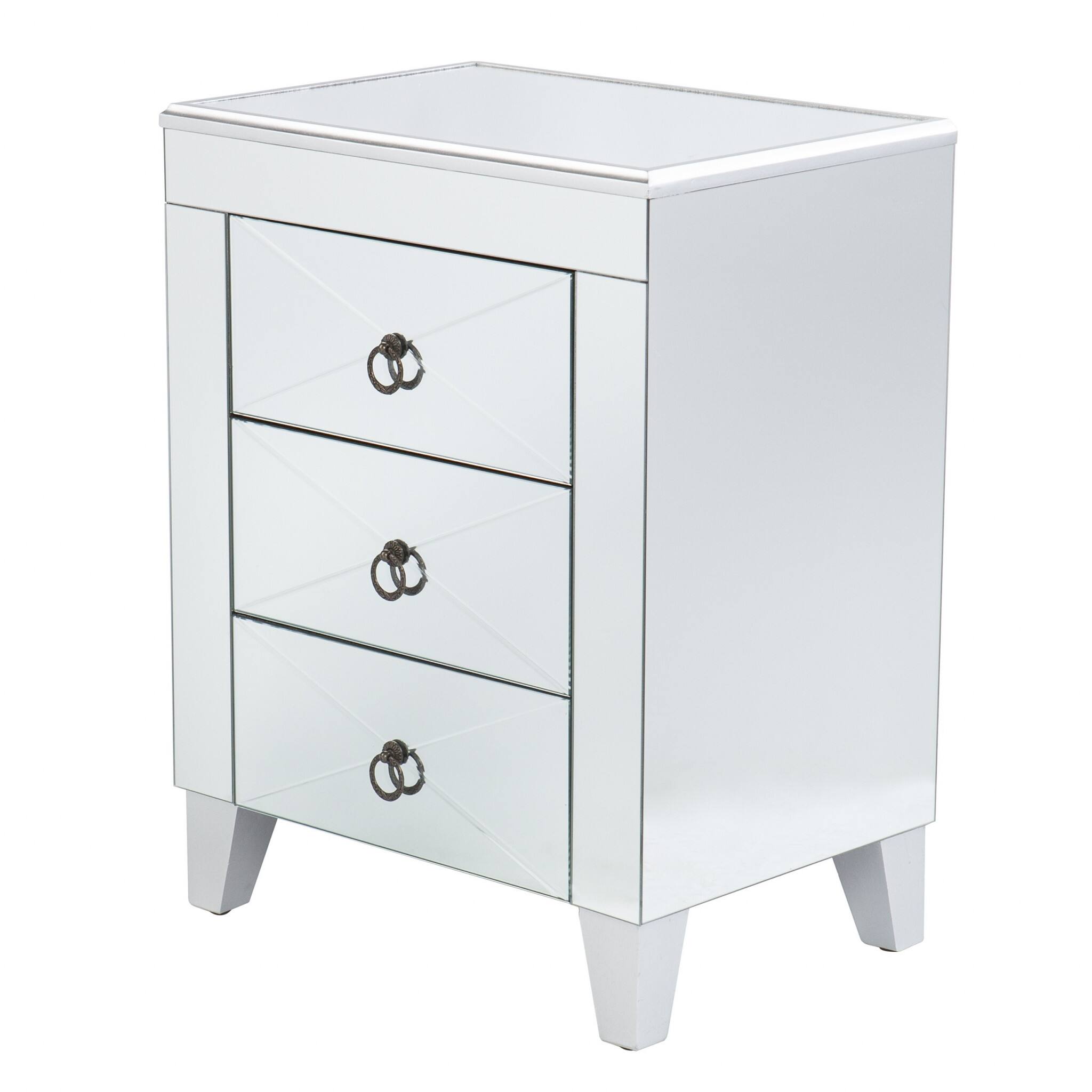 Left. Hivvago - Hivvago 26 Inch End Table With Three Drawers - Silver.