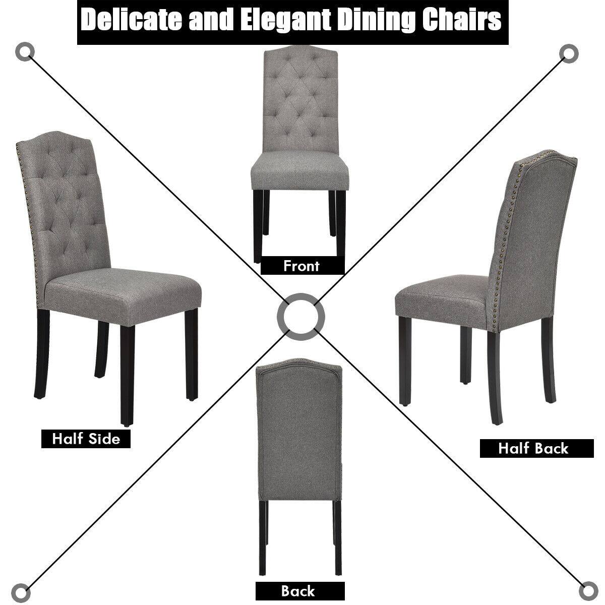 Delicate and Elegant Dining Chairs: Front, Half Side, Half Back.
