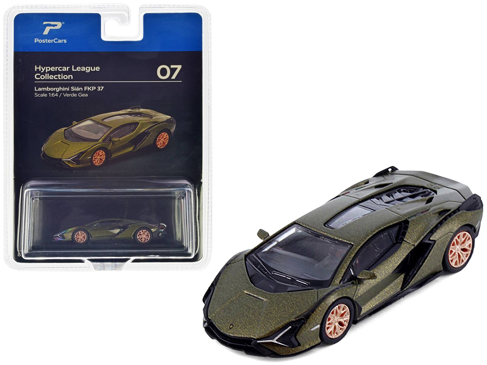 PosterCars  
Hypercar League Collection  
Lamborghini Sian FKP 37  
Scale 1:64 / Verde Gea  

07