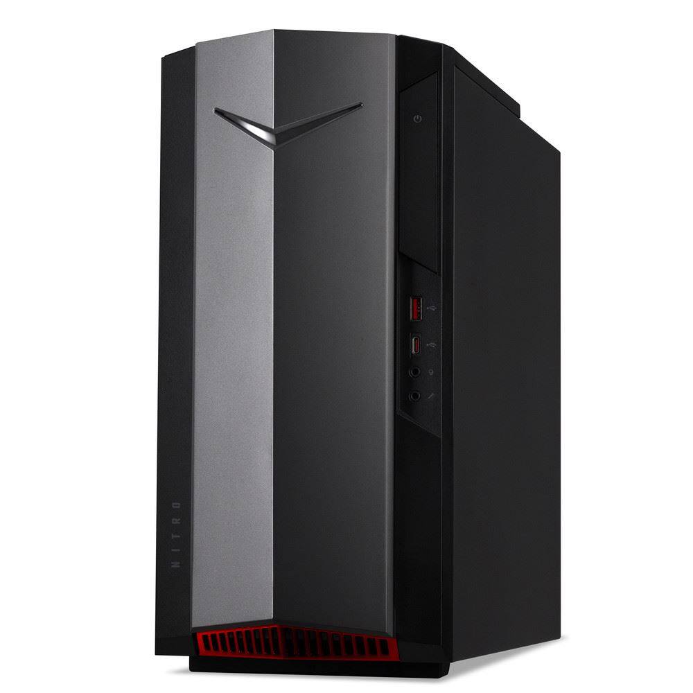 Left. Acer - Nitro 50 N50-640-UA91 Desktop 8GB RAM 512GB SSD Intel Core i5-12400F 4.4GHz NVIDIA GeForce GTX 1650 - Black.