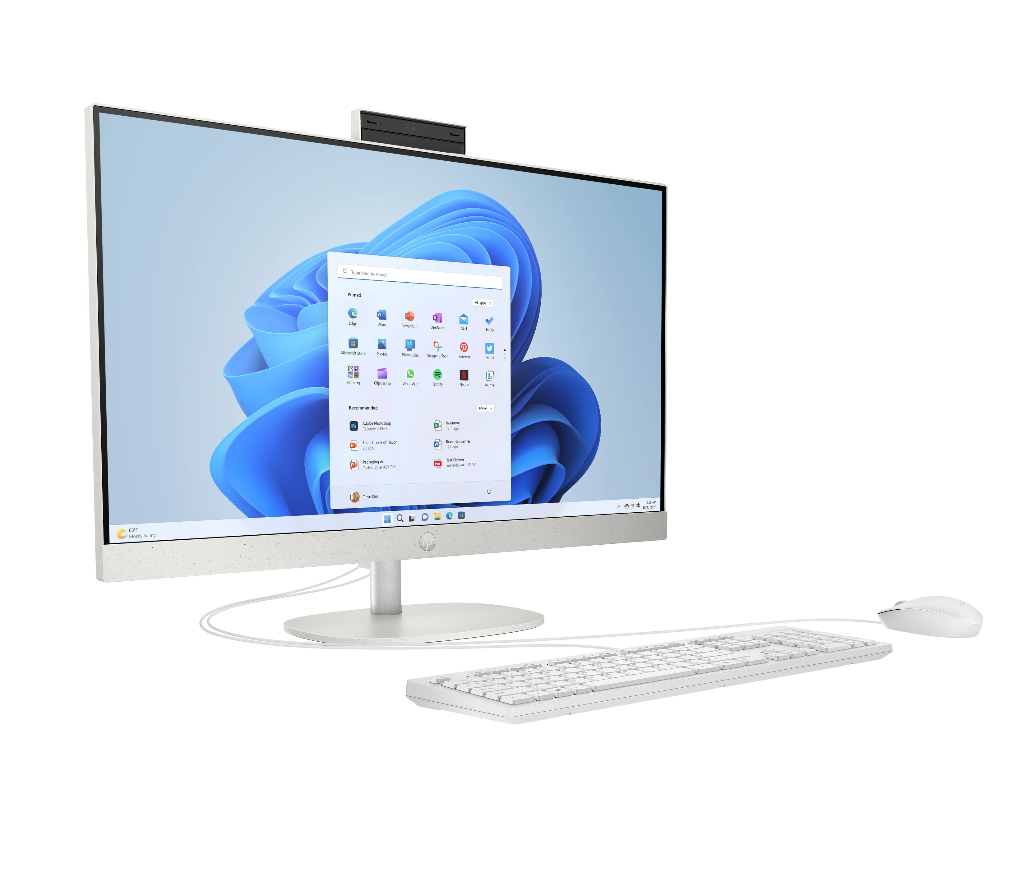 Angle. HP - HP 23.8 inch All-in-One Desktop PC 24-cr0410 AMD Athlon Silver 7120U 8GB RAM 256GB SSD Win 11 Home  Shell white - Shell white.