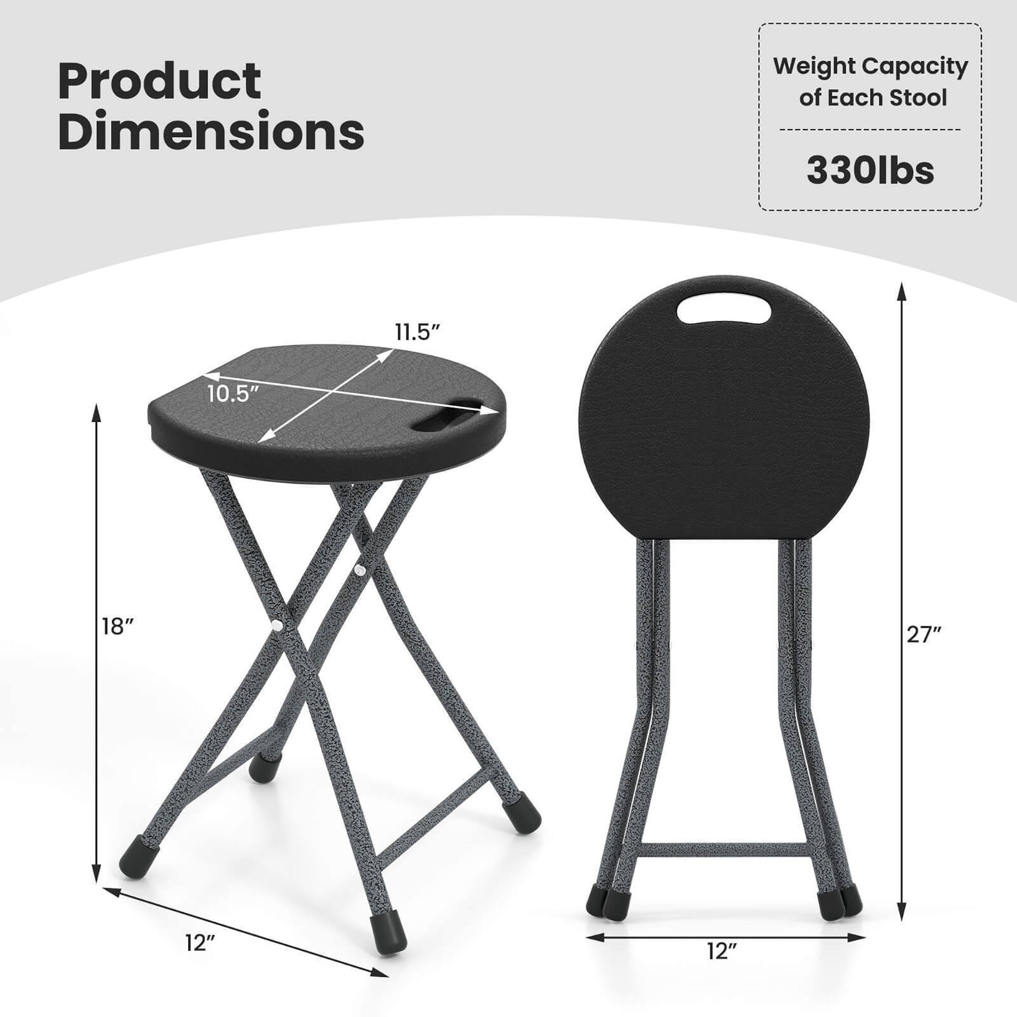 Product Dimensions  
Weight Capacity of Each Stool: 330lbs  
11.5"  
10.5"  
18"  
27"  
12"  
12"