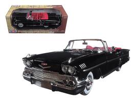 1958 Chevrolet Impala Convertible Black with Red Interior "Timeless Classics" 1/18 Diecast Model Car by Motormax - Black, Red