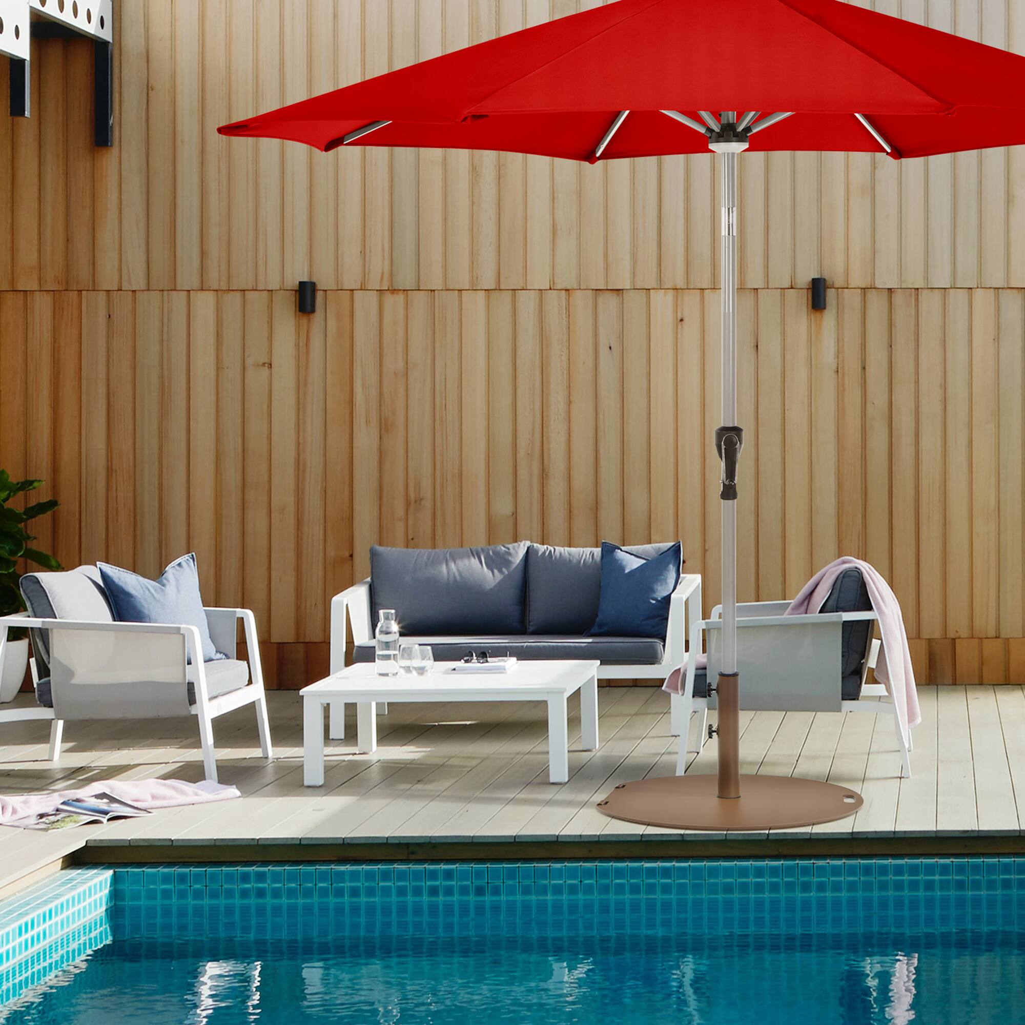 Alt View 2. Gymax - Gymax Round Weighted Patio Umbrella Base Stand 50 lbs w/ 3 Adapters Brown - Brown.