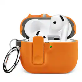 Vena - For Apple AirPods 4 Case Cover, AirPods 4th Generation Dual Layer Auto Open Lock Wireless Charging - Orange