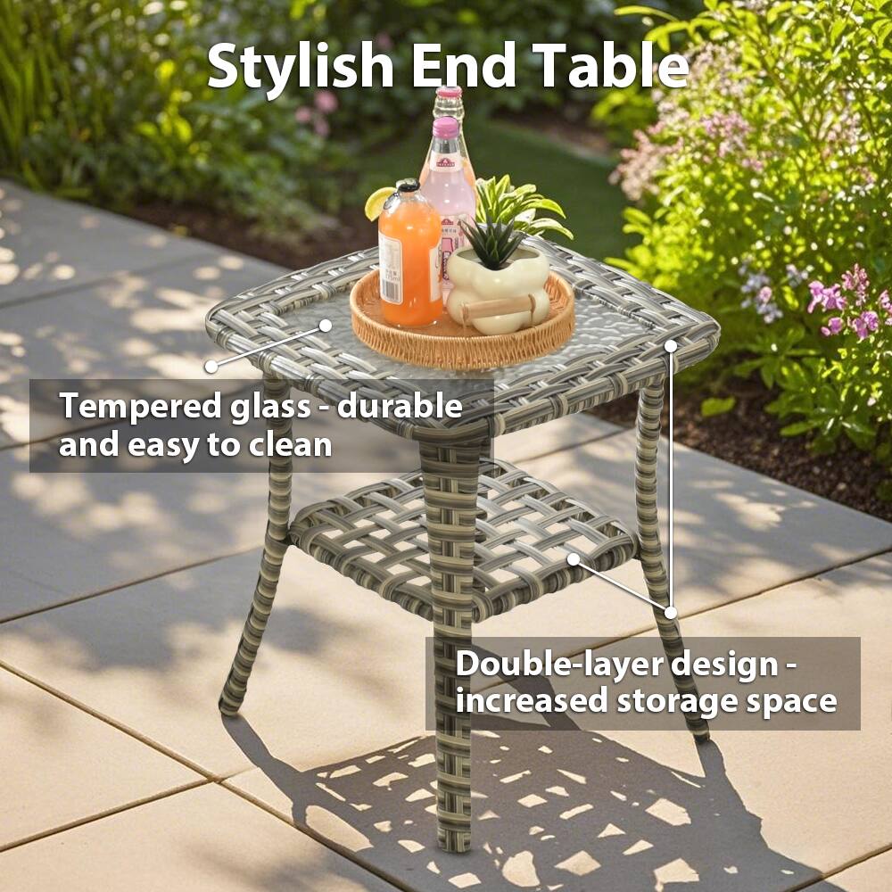 Stylish End Table

Tempered glass - durable and easy to clean

Double-layer design - increased storage space