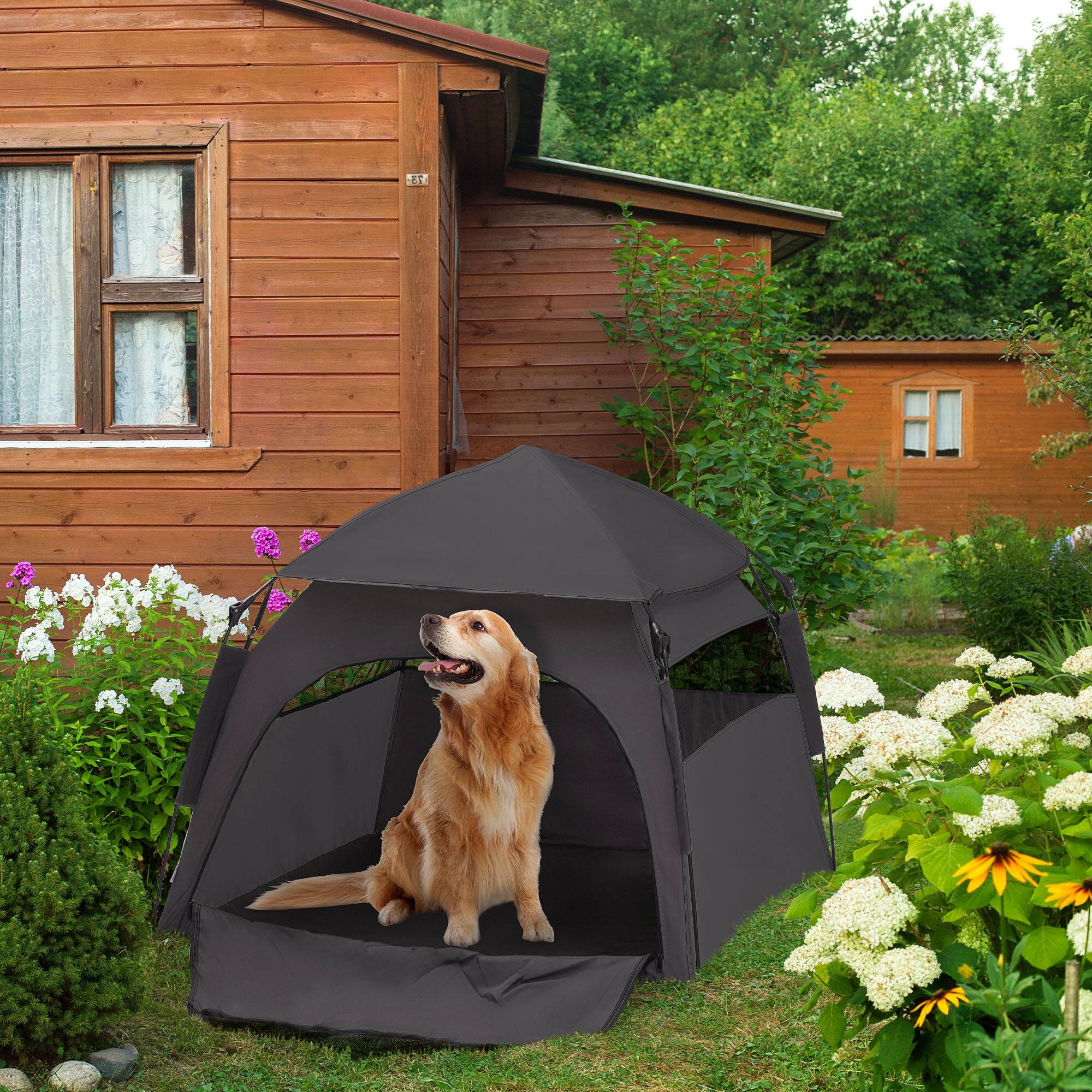 Angle. Pawhut - Pop Up Dog Tent, for Extra Large and Large Dogs, Portable, with Carrying Bag, Beach, Backyard, Home.