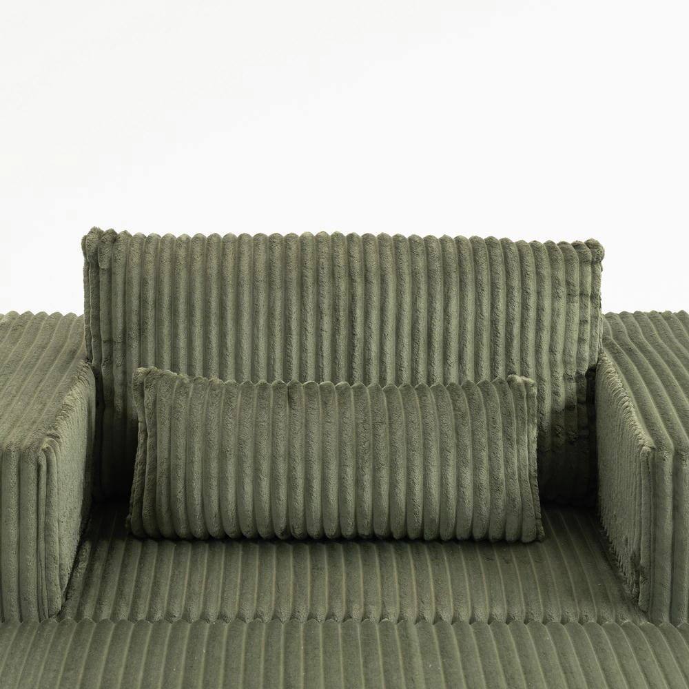 Alt View 5. Kadyn - Oversized All-Foam Lounge Chair with Ottoman, Modular Corduroy, No-Tool Assembly, Green - Green.