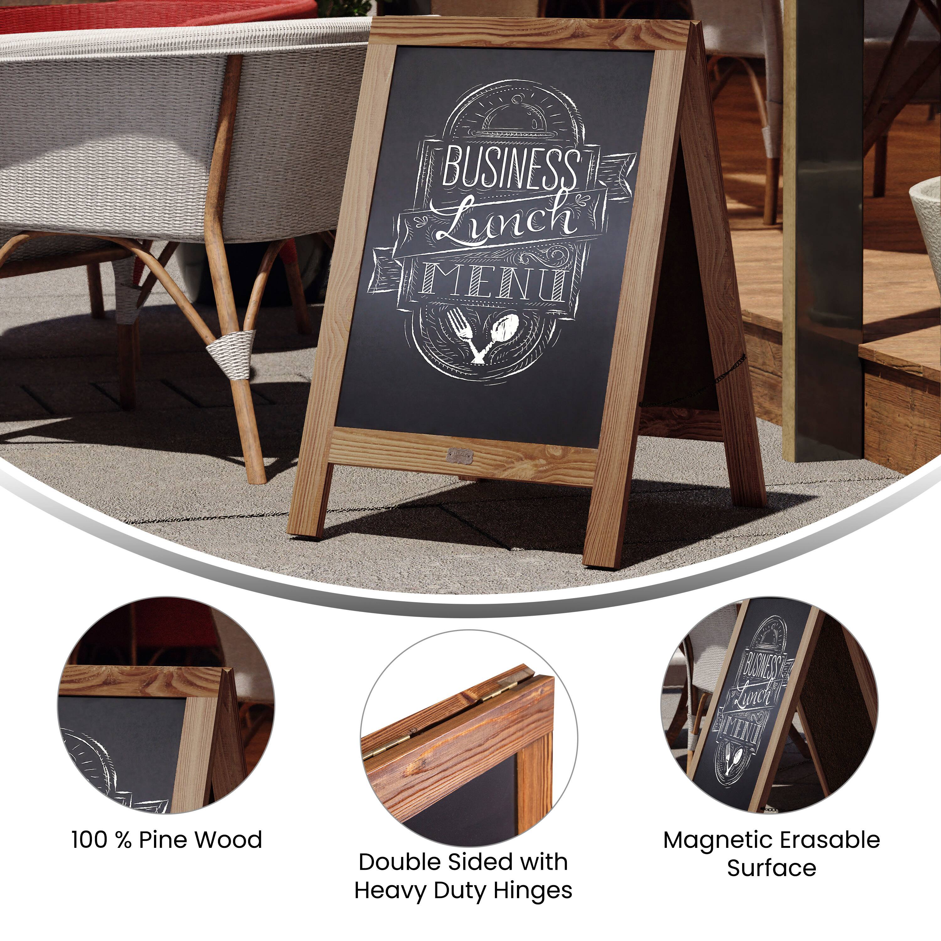 **BUSINESS Lunch MENU**

- 100% Pine Wood
- Double Sided with Heavy Duty Hinges
- Magnetic Erasable Surface