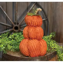 BreeBe - Chenille Stuffed Pumpkin Stack - Orange