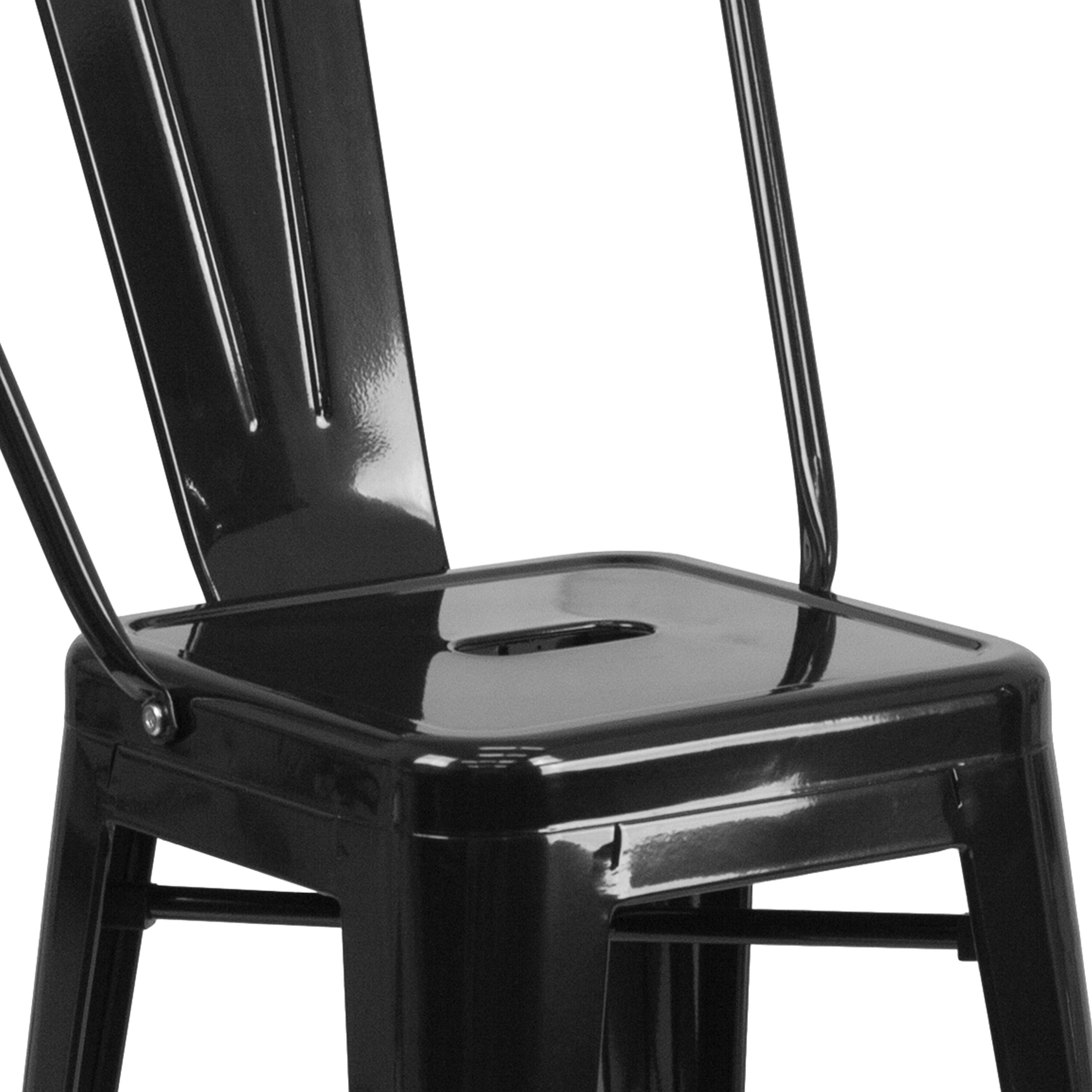 Alt View 9. Emma + Oliver - Commercial Grade 4 Pack 24" High Metal Indoor-Outdoor Counter Height Stool with Back - Black.