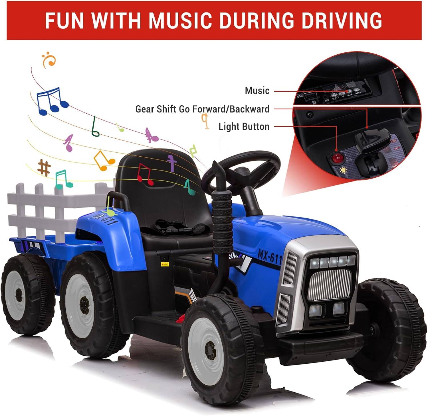 FUN WITH MUSIC DURING DRIVING

- Music
- Gear Shift Go Forward/Backward
- Light Button