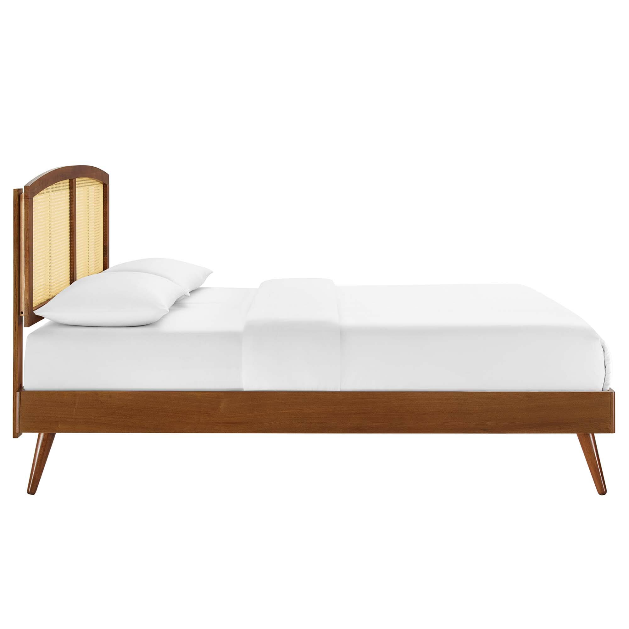Alt View 1. Modway - Macie Fabric Queen Platform Bed with Round Splayed Legs - Brown.