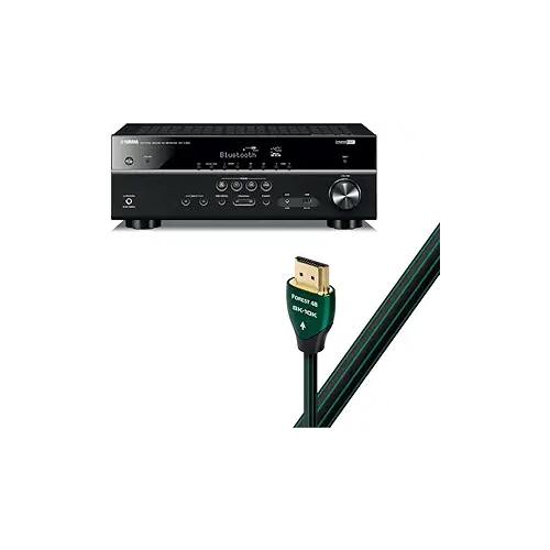Yamaha - Bluetooth Audio & Video Component Receiver (RX-V385BL) AudioQuest Forest 2.25m HDMI Cable (7.4ft) Bundle - Black