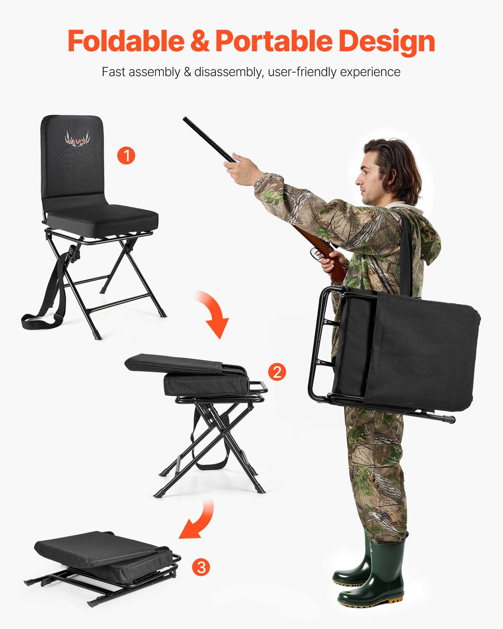 Foldable & Portable Design  
Fast assembly & disassembly, user-friendly experience