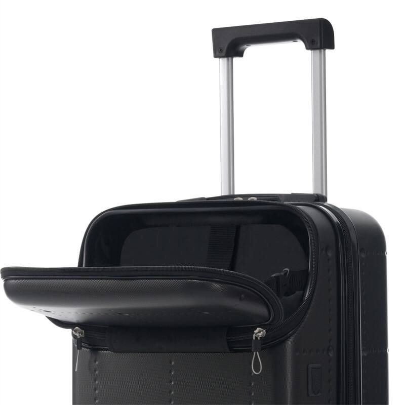 Alt View 10. HTUTWOO - Hardside Luggage - 5 Piece with Bags -20" Half-opening Carry on with USB Port,Expandable 24"/28",Spinner Wheels,TSA Lock - Black.