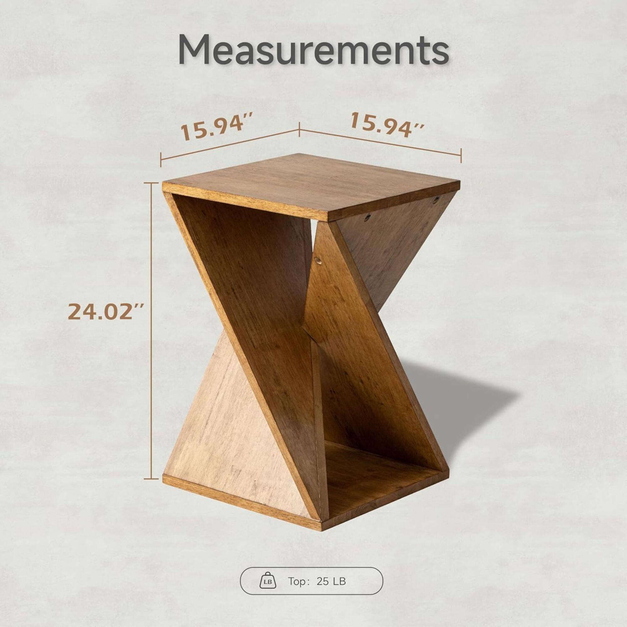 Measurements  
15.94" x 15.94" x 24.02"  
LH Top: 25 LB