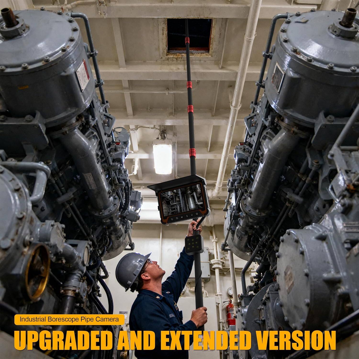 Alt View 4. Aukfa - Drain Camera with 360° Rotating Head - 7" HD Borescope, 3M Telescopic Pole, IP68 for Search/Rescue/Car Inspection.