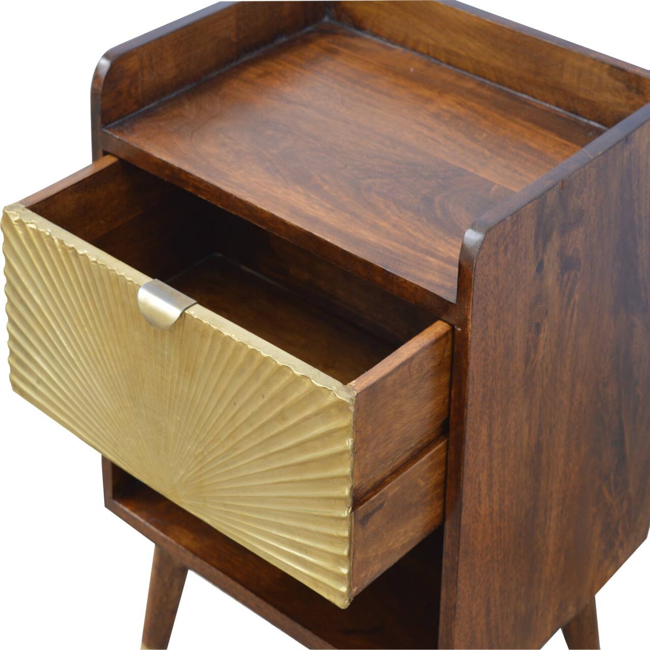 Back. Artisan Furniture - Artisan Furniture Solid Wood Manila Gold One Drawer Nightstand - Chestnut.