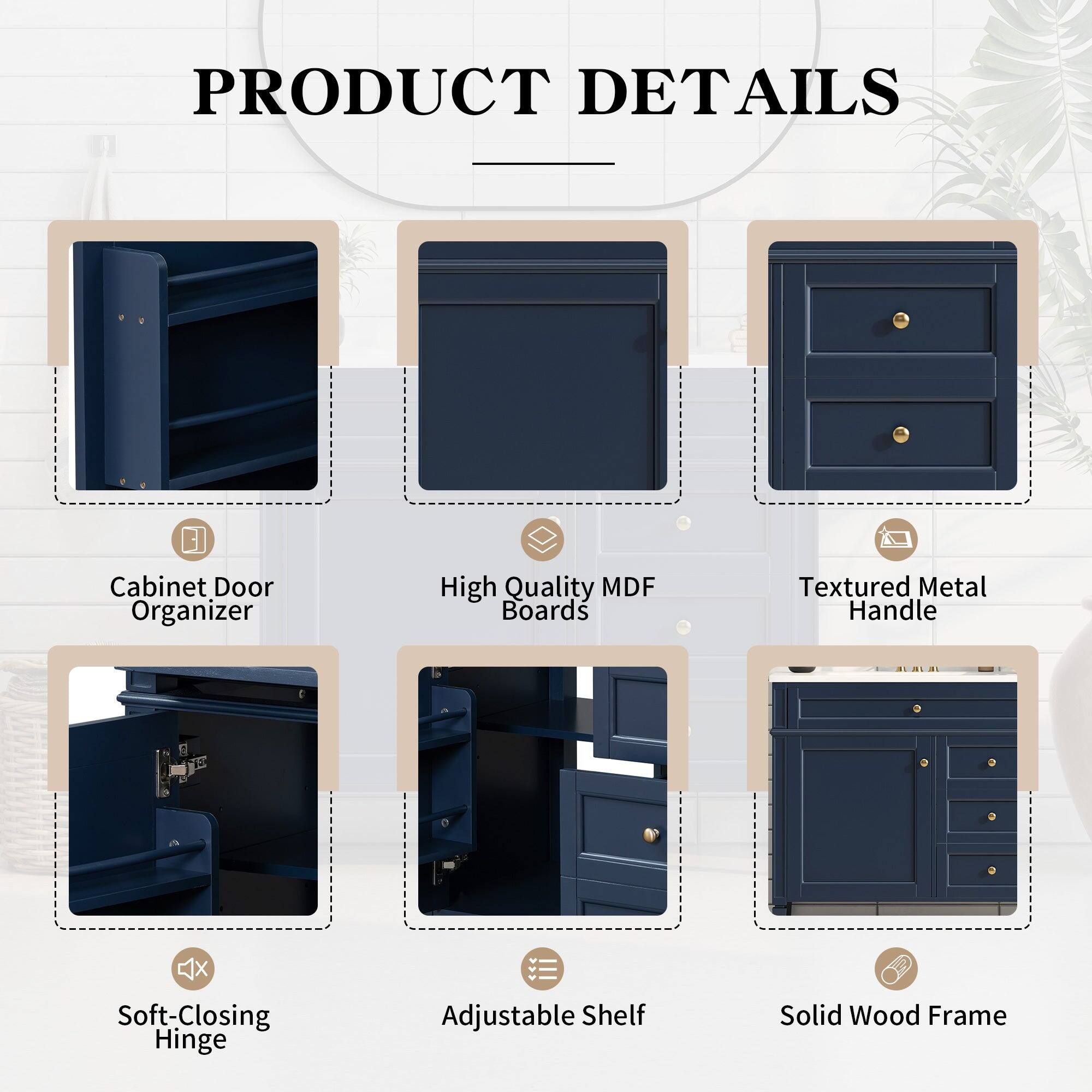 PRODUCT DETAILS

- Cabinet Door Organizer
- High Quality MDF Boards
- Textured Metal Handle
- Soft-Closing Hinge
- Adjustable Shelf
- Solid Wood Frame