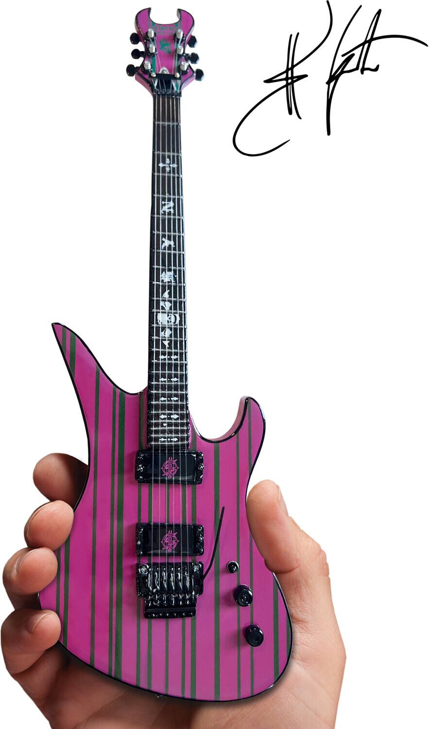 Alt View 1. Axe Heaven - Avenged Sevenfold - Purple & Green Stripes 10 Inch Miniature Guitar Replica Collectible   - COLLECTIBLES - Multicolor.