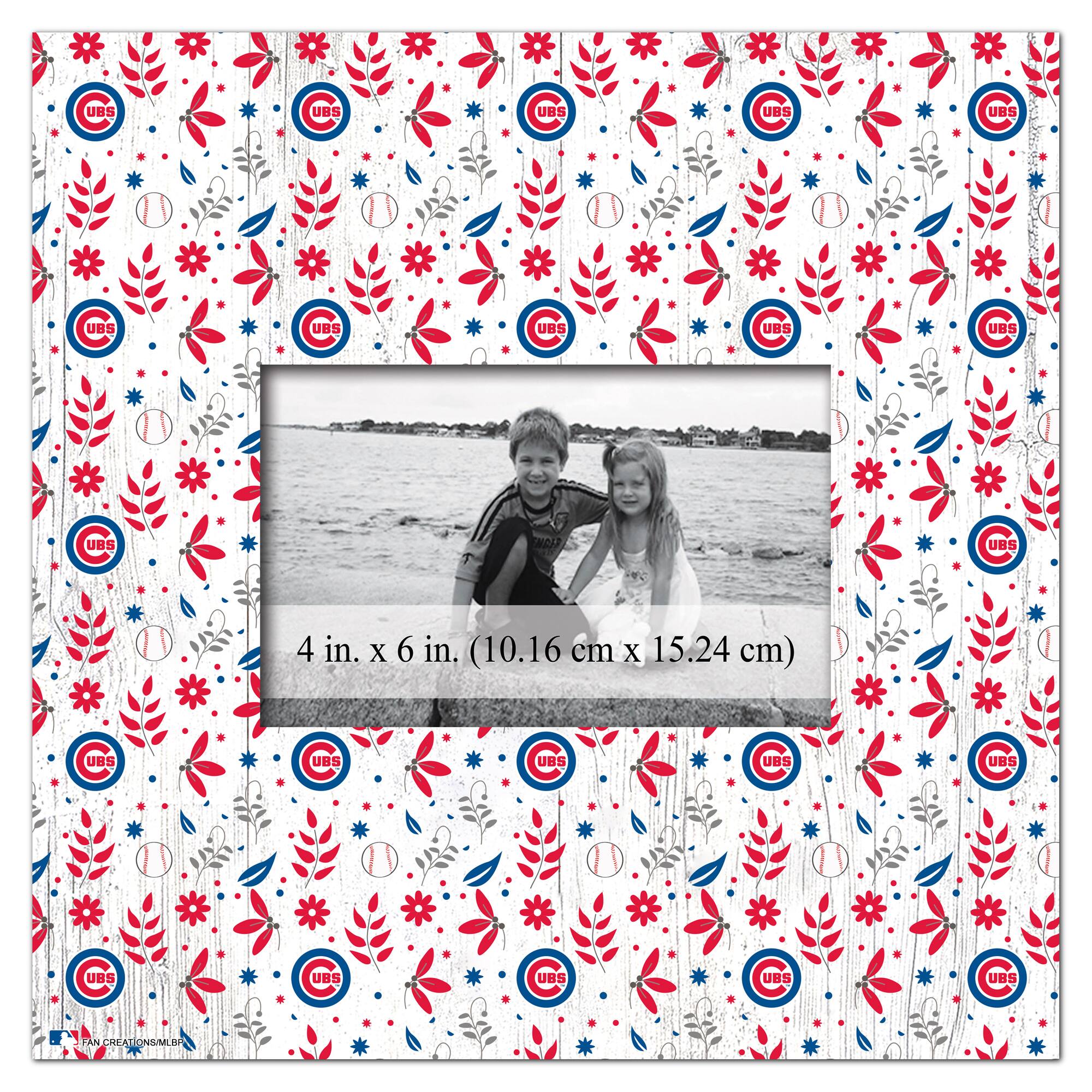 Chicago Cubs 10'' x 10'' Floral Pattern Frame