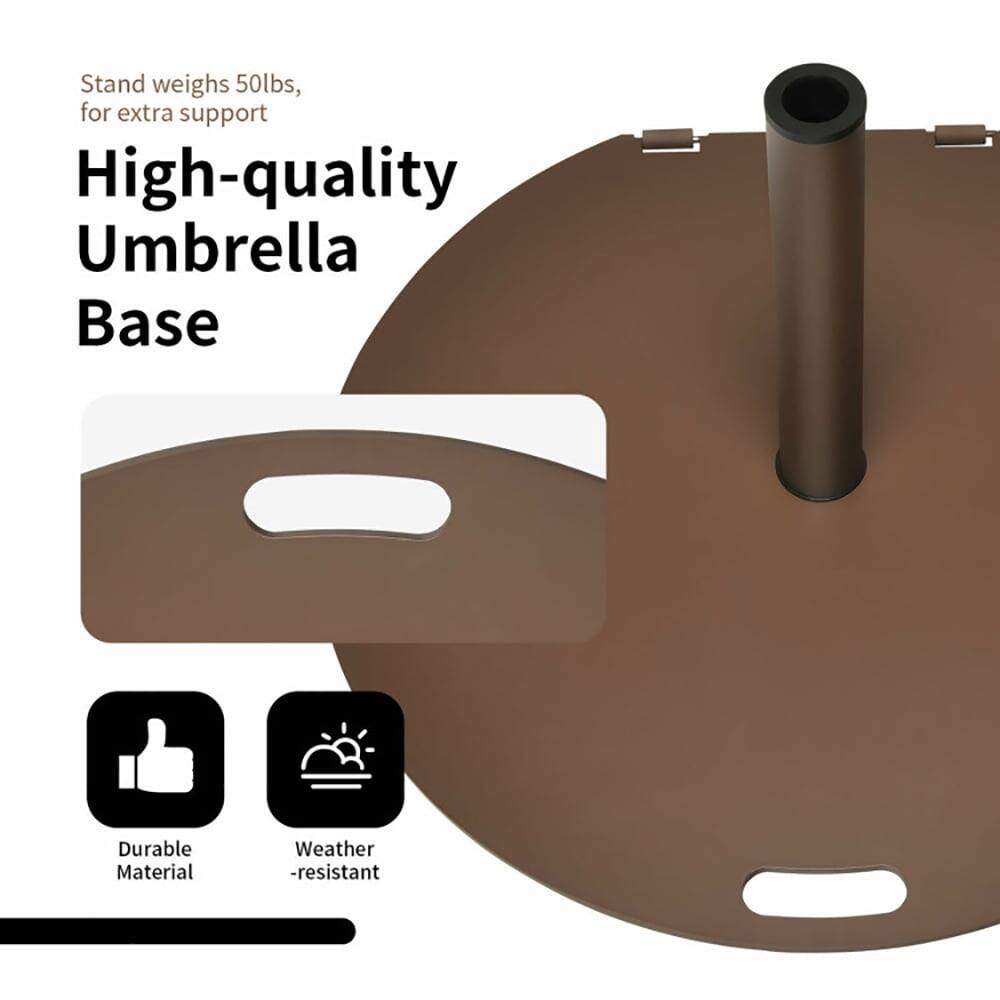 Stand weighs 50lbs, for extra support

High-quality Umbrella Base

Durable Material

Weather-resistant